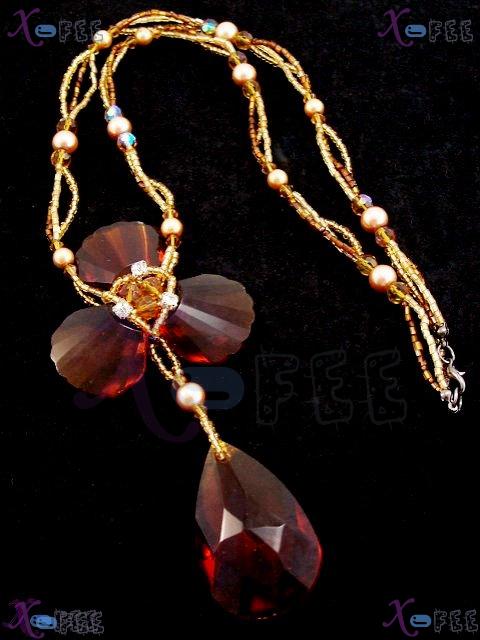 xl00286 Tibet Fashion Jewelry Collection Ornament Orange China Glaze Flower Necklace 2