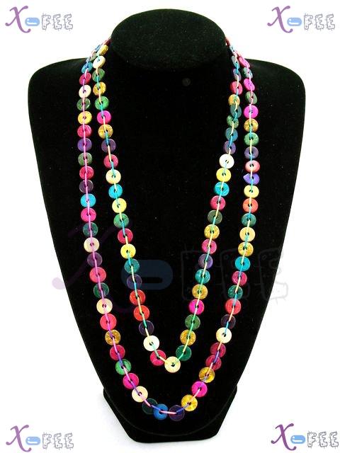 xl00409 New Women Fashion Crafts Design Rainbow Hawaii Jewelry CocoShell Wood Necklace 1
