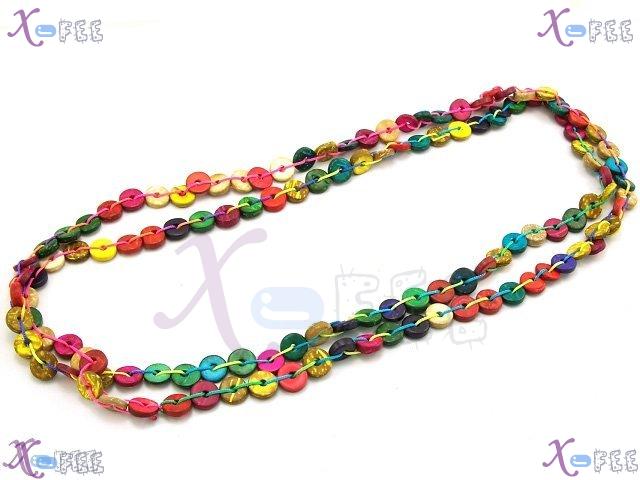 xl00409 New Women Fashion Crafts Design Rainbow Hawaii Jewelry CocoShell Wood Necklace 2