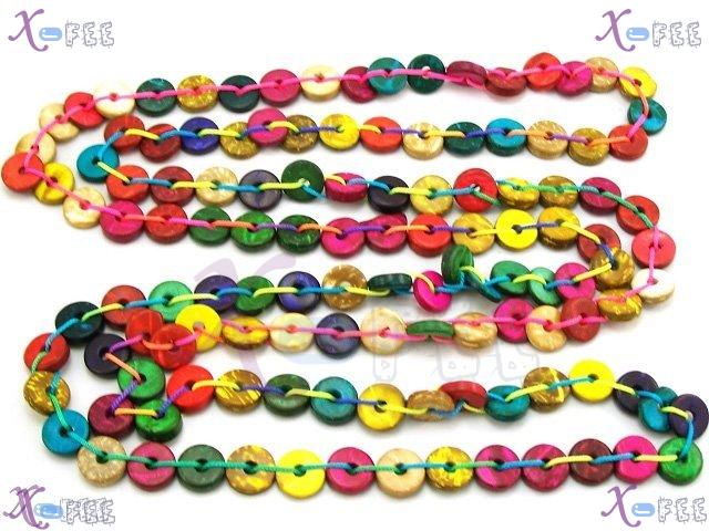 xl00409 New Women Fashion Crafts Design Rainbow Hawaii Jewelry CocoShell Wood Necklace 3