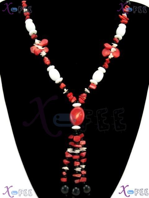xl00507 Mode Hawaii Collection Woman Fashion Jewelry Agate Red Coral Shell Onyx Necklace 1