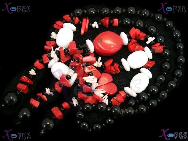 xl00507 Mode Hawaii Collection Woman Fashion Jewelry Agate Red Coral Shell Onyx Necklace 4