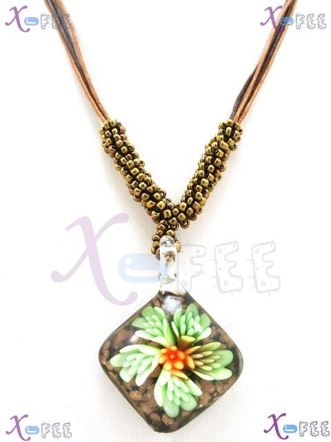 xl00533 Millefiori Collection Fashion Jewelry Ornament Glass Rhombus 5 Petal Necklace 4
