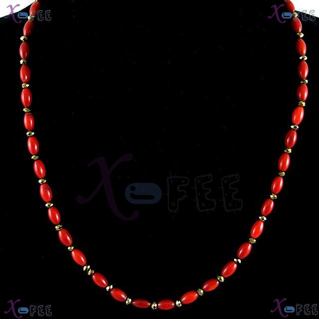 xl00577 Fashion Woman Jewelry Cut Crystal Oval Red Coral Prayer Lucky Bracelet Necklace 2