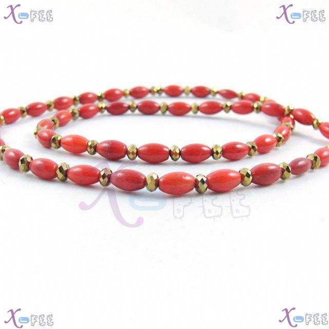 xl00577 Fashion Woman Jewelry Cut Crystal Oval Red Coral Prayer Lucky Bracelet Necklace 4