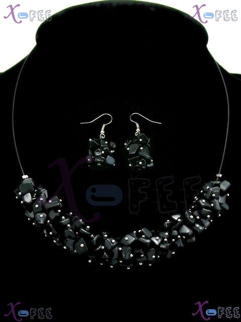 xspf00076 Collection Fashion Jewelry Trend Black Onyx Chips Chaplet Earrings Jewelry Sets 4
