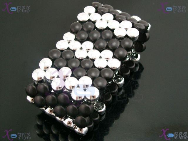 yklb00002 Paint Collection Woman Fashion Jewelry Black Argent Acryl Dot Stretch Bracelet 3