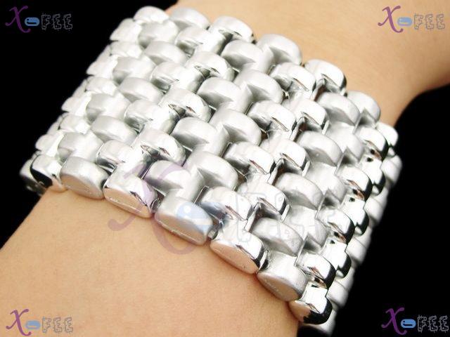 yklb00008 Collection Woman Fashion Jewelry Argent Acryl Overlap Spacer Stretch Bracelet 3