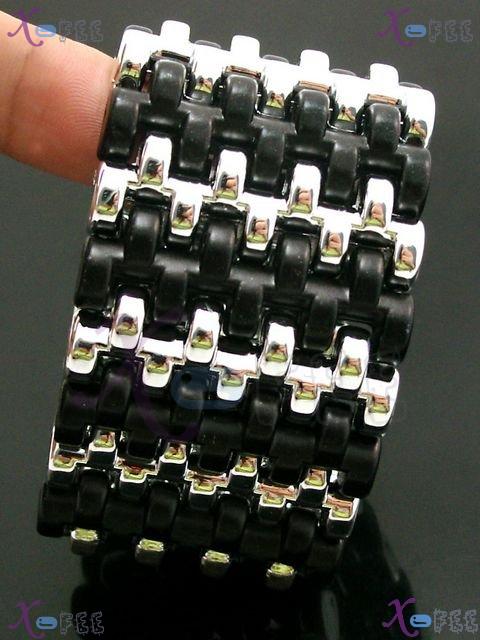 yklb00012 Collection Fashion Jewelry Black Argent Acryl Overlap Spacer Stretch Bracelet 4