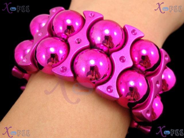 yklb00016 Collection Woman Fashion Jewelry Hot Pink Acryl Beads Spacer Stretch Bracelet 1