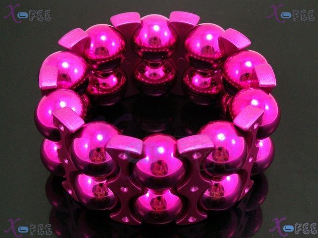 yklb00016 Collection Woman Fashion Jewelry Hot Pink Acryl Beads Spacer Stretch Bracelet 2
