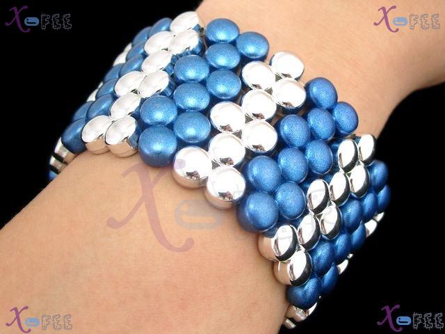 yklb00091 Paint Collection Woman Fashion Jewelry Blue Argent Acryl Dot Stretch Bracelet 2