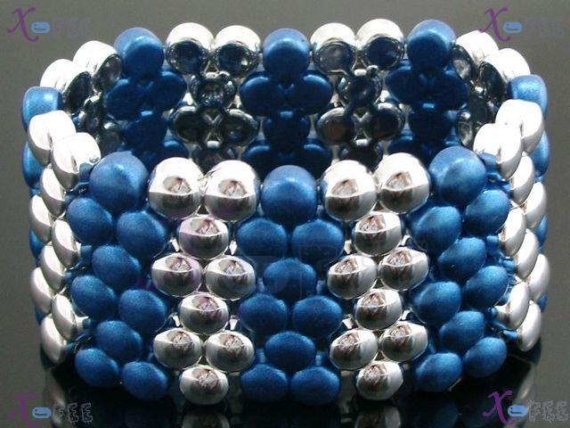 yklb00091 Paint Collection Woman Fashion Jewelry Blue Argent Acryl Dot Stretch Bracelet 4