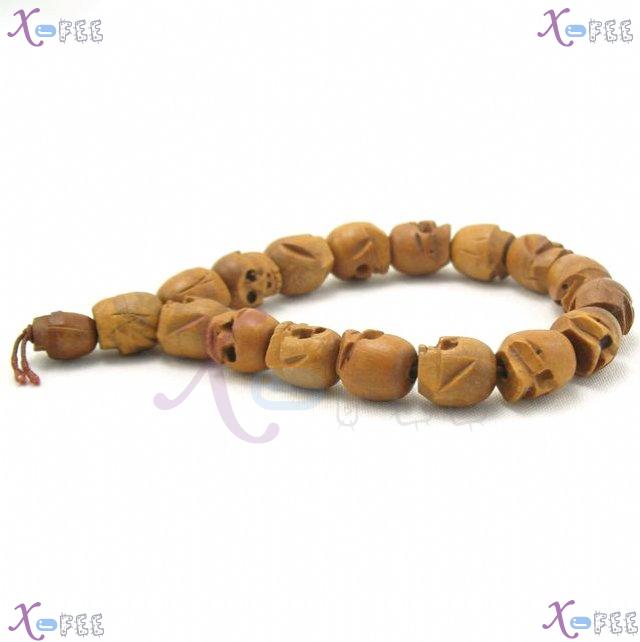 zjfz00060 Special Wood Skull Heads Religion Buddhism Spirituality Prayer Beads Bracelet 2