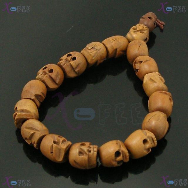 zjfz00060 Special Wood Skull Heads Religion Buddhism Spirituality Prayer Beads Bracelet 3