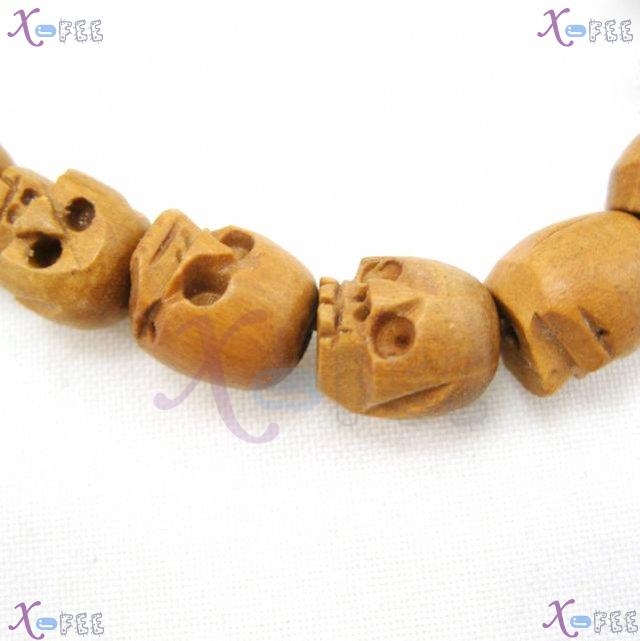 zjfz00060 Special Wood Skull Heads Religion Buddhism Spirituality Prayer Beads Bracelet 4