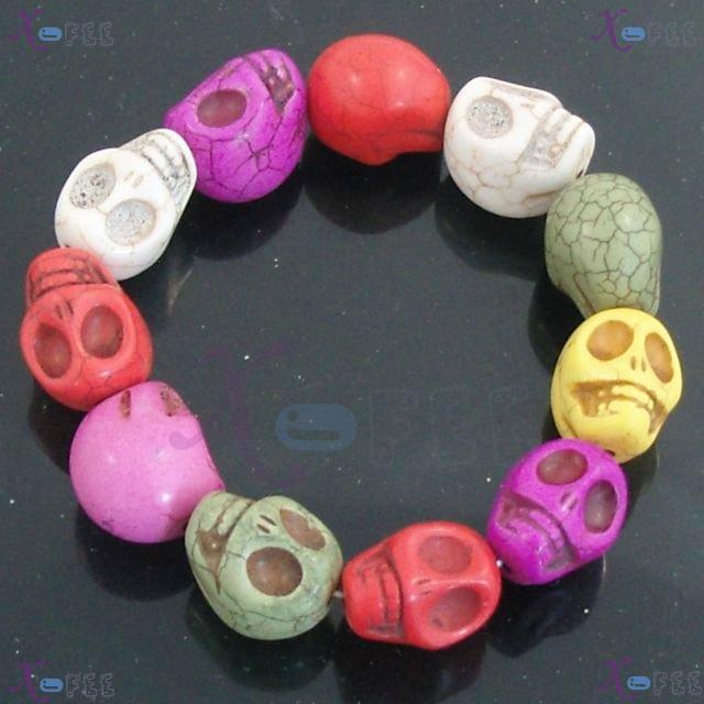 zjfz00065 Religion Spirituality Skull Head Buddhism Special Stone Prayer Beads Bracelet 1