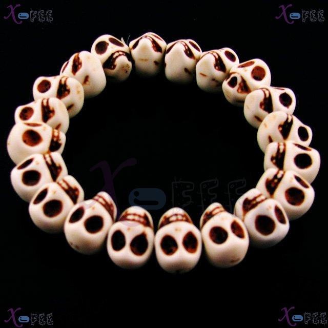 zjfz00067 Religion Spirituality Buddhism Prayer Mala Howlite Beads Skull Heads Bracelet 2