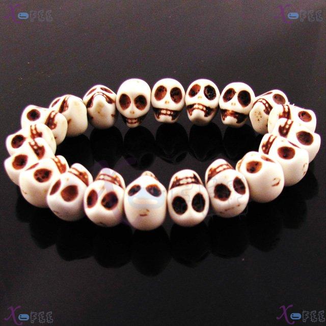 zjfz00067 Religion Spirituality Buddhism Prayer Mala Howlite Beads Skull Heads Bracelet 3