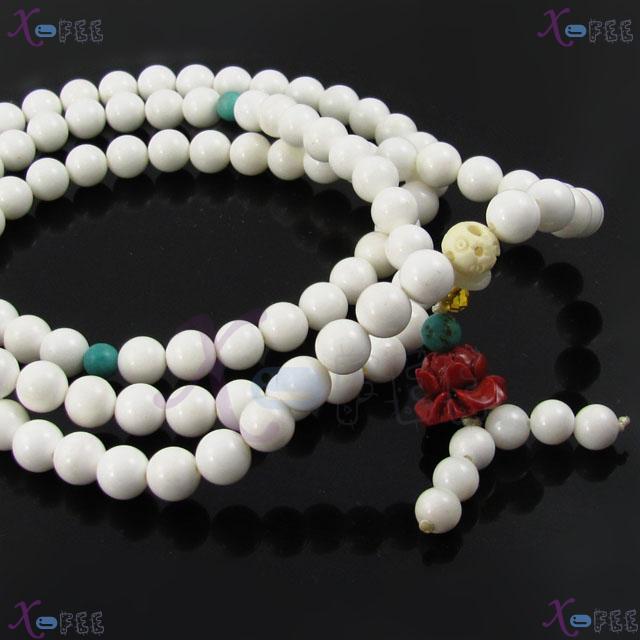 zjfz00069 Religion Spirituality Buddhism Turquoise Tridacna Coral Lotus 108 Prayer beads 4