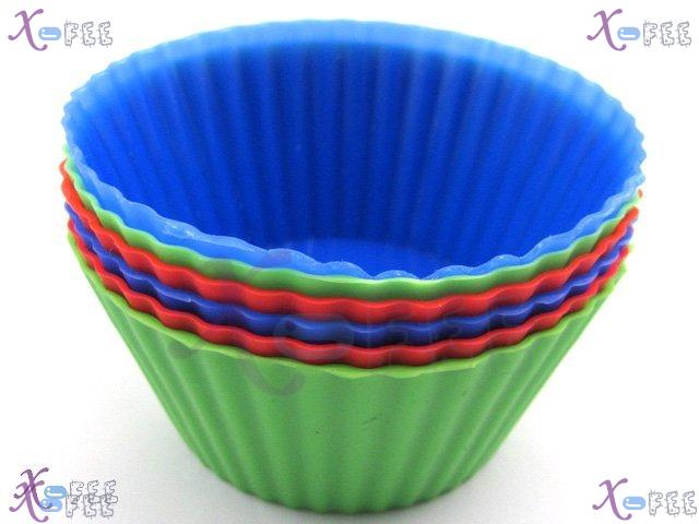 dgmj00002 New 6 PCS Silicone Bakeware Kitchen DIY FOOD Cupcake Round 3 Colors Baking Molds 3