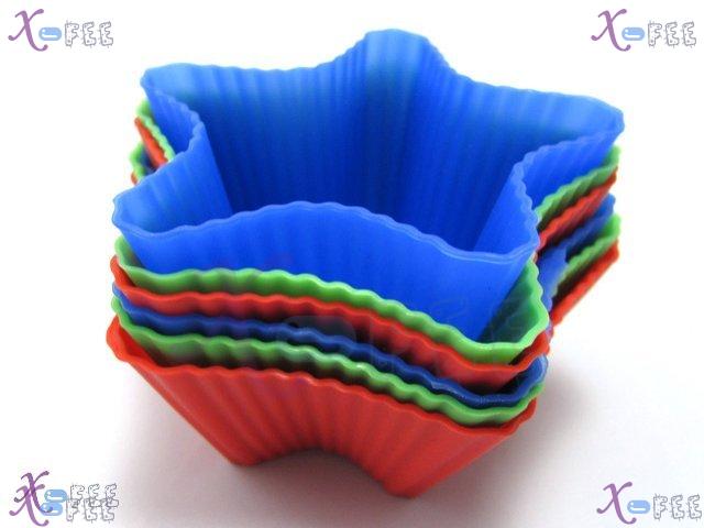 dgmj00004 NEW 6 PCS DIY FOOD Kitchen Stars Silicone Bakeware Cupcake 3 Colors Baking Molds 3