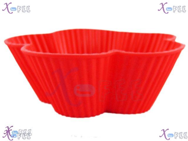 dgmj00007 2PCS Red Flower Silicone Bakeware DIY Kitchen Food Dining Cupcake Baking Molds 3