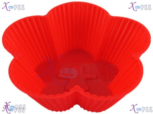 dgmj00007 2PCS Red Flower Silicone Bakeware DIY Kitchen Food Dining Cupcake Baking Molds 4