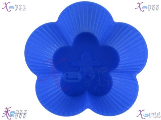dgmj00008 2PCS Blue Flower KITCHEN DIY FOOD Dining Silicone Bakeware Cupcake Baking Molds 1