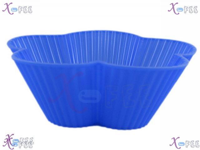 dgmj00008 2PCS Blue Flower KITCHEN DIY FOOD Dining Silicone Bakeware Cupcake Baking Molds 2