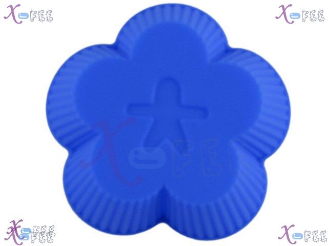 dgmj00008 2PCS Blue Flower KITCHEN DIY FOOD Dining Silicone Bakeware Cupcake Baking Molds 4