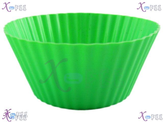 dgmj00017 3PCS Green Round Silicone Bakeware Kitchen Food DIY DINING Cupcake Baking Molds 4