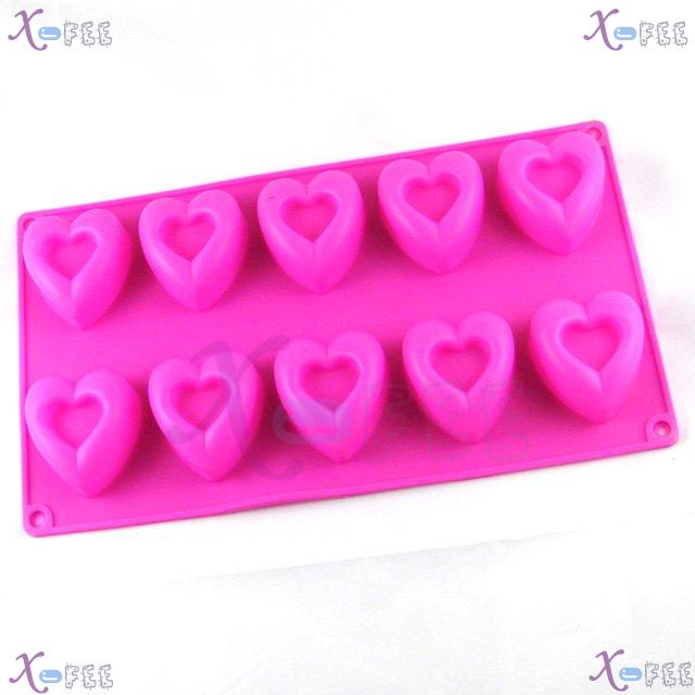 dgmj00024 DIY Pink Kitchen 10 Hearts Shape Silicone Bakeware Baking Mold Jelly Cake PAN 1
