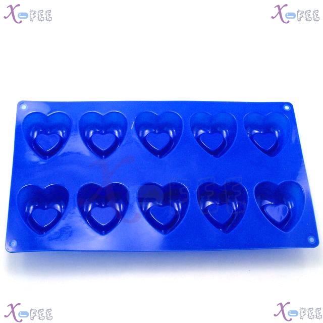 dgmj00025 DIY Blue Kitchen 10 Hearts Shape Silicone Bakeware Baking Mold Jelly Cake PAN 4