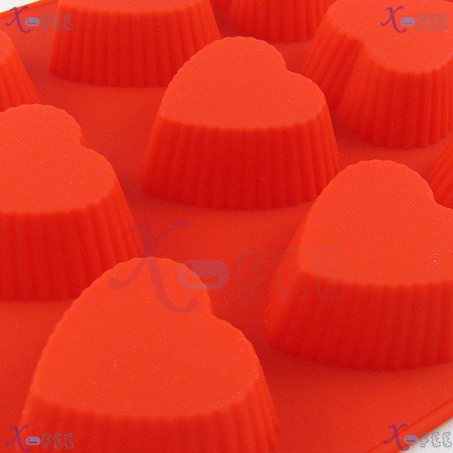 dgmj00026 DIY FOOD RED Kitchen 12 Heart Shape Silicone Bakeware Baking Mold Jelly Cake PAN 4