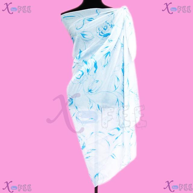 estj00253 Blue White Roses Bronzing Skirt Dress Wrap Cover-up Swimwear Scarf Beach Sarong 3
