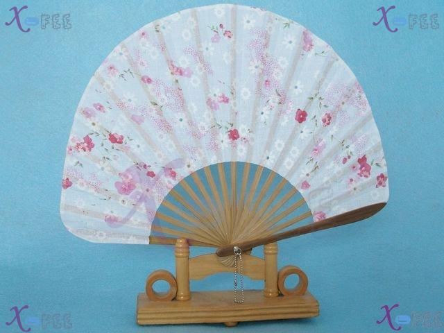 fan00059 NEW Asian Red Flower Bamboo Silk Home Decoration Crafts Collection Folding Fan 1