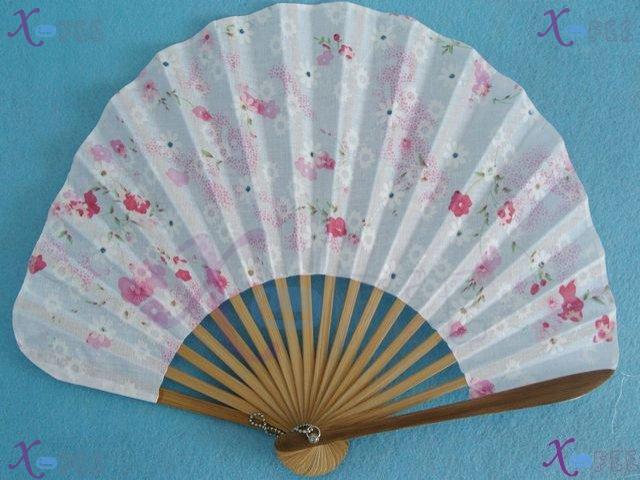 fan00059 NEW Asian Red Flower Bamboo Silk Home Decoration Crafts Collection Folding Fan 3