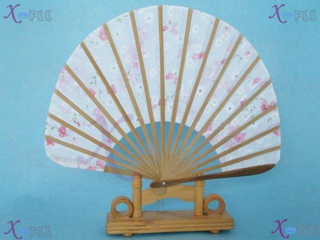 fan00059 NEW Asian Red Flower Bamboo Silk Home Decoration Crafts Collection Folding Fan 4