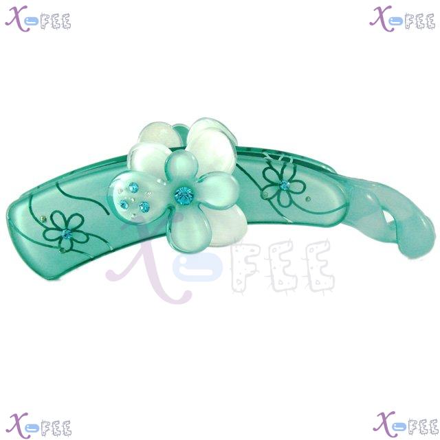 fj00316 Green Flower Acrylic Metal Beads Deco Crystal Hair Jewelry Claw Vertical Clamp 1