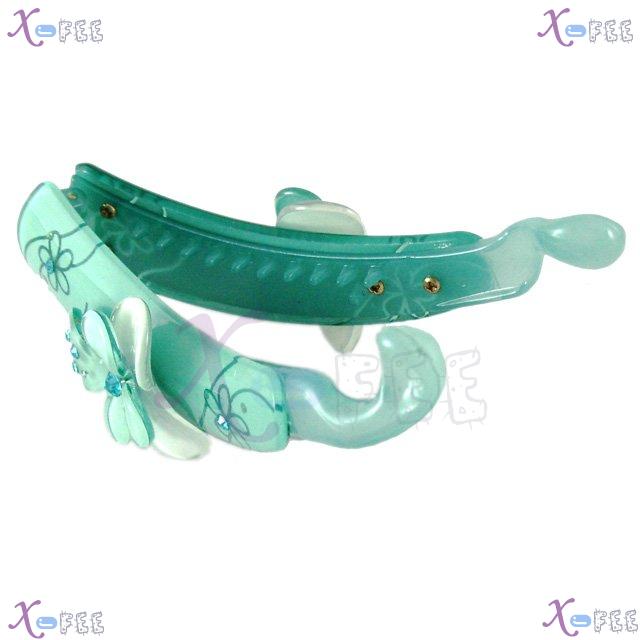 fj00316 Green Flower Acrylic Metal Beads Deco Crystal Hair Jewelry Claw Vertical Clamp 2