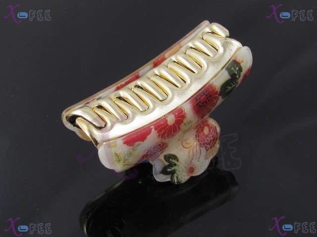 fj00370 Red Fashion Flower Acrylic With Screw Hair Jewelry Golden 2 Layers Claws Clamp 1