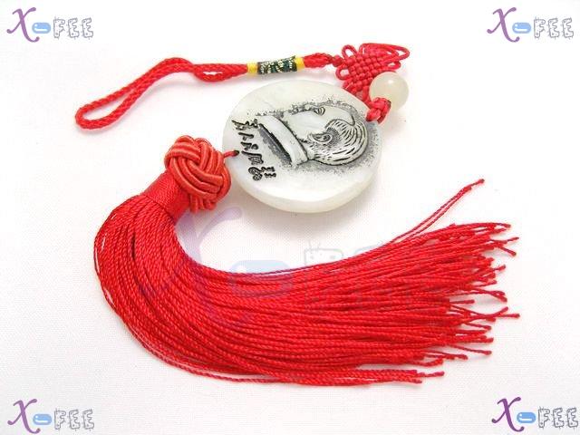 gj00014 Chinese Cultures Charm Lucky Portrait Jade Crafts Red Tassel Knot Charm Pendant 3