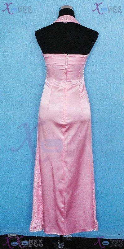 hspd00008 Cocktail Skirt Prom Party Lace Satin Silk Flower Wedding Gown Halter Pink Dress 3