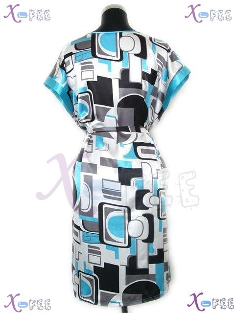 isy00027 Nightgown Short Sleeve Geometric Pattern Pajamas Robe 4
