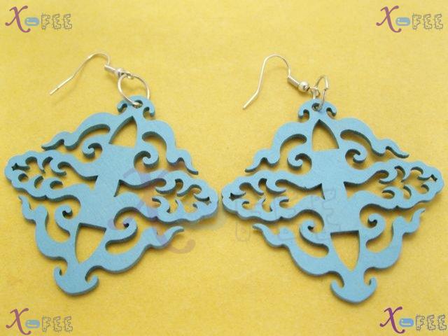 mteh00028 New Bohemia Collections Fashion Wooden Women 925 Sterling Silver Hook Earrings 1