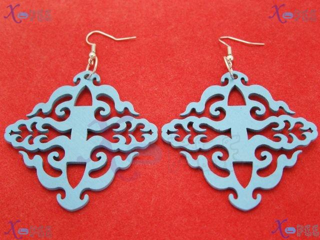 mteh00028 New Bohemia Collections Fashion Wooden Women 925 Sterling Silver Hook Earrings 2