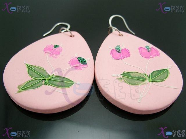 mteh00165 NEW Pink Heart Fashion Jewelry Woman Bohemia 925 Sterling Silver Hook Earrings 1