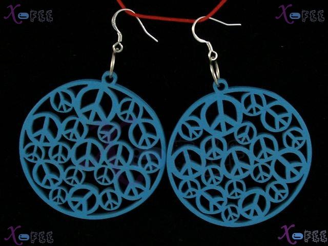 mteh00242 New Fashion Jewelry Crafts Skyblue Seedling Wooden 925 Sterling Silver Earrings 1