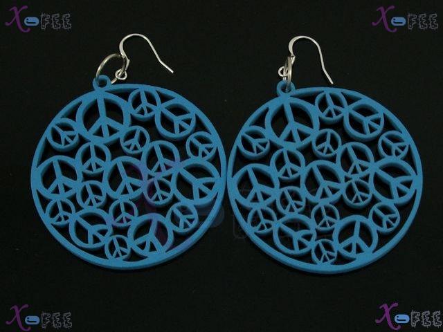 mteh00242 New Fashion Jewelry Crafts Skyblue Seedling Wooden 925 Sterling Silver Earrings 2